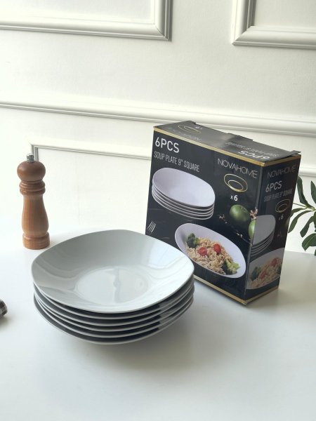 صحن 9 انش ابيض مربع عميق/6